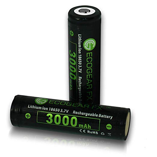 18650 Button Top Batteries with Charger & Storage Case