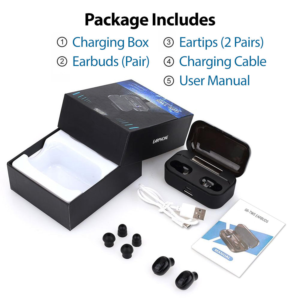 TWS True Bluetooth 5.0 Wireless Earbuds with 2000mAh Charging Case