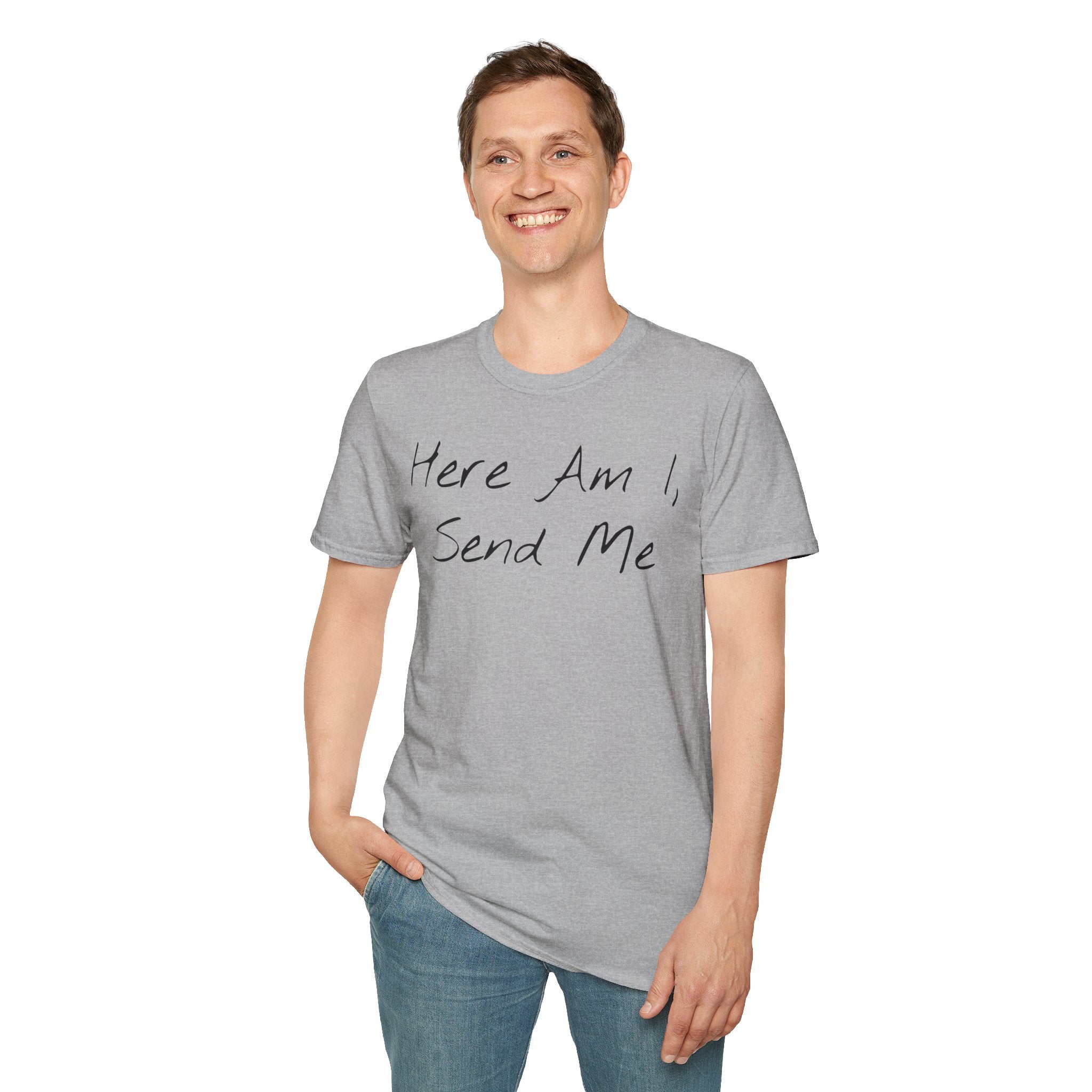 "Here Am I" T-Shirt - Black Letter
