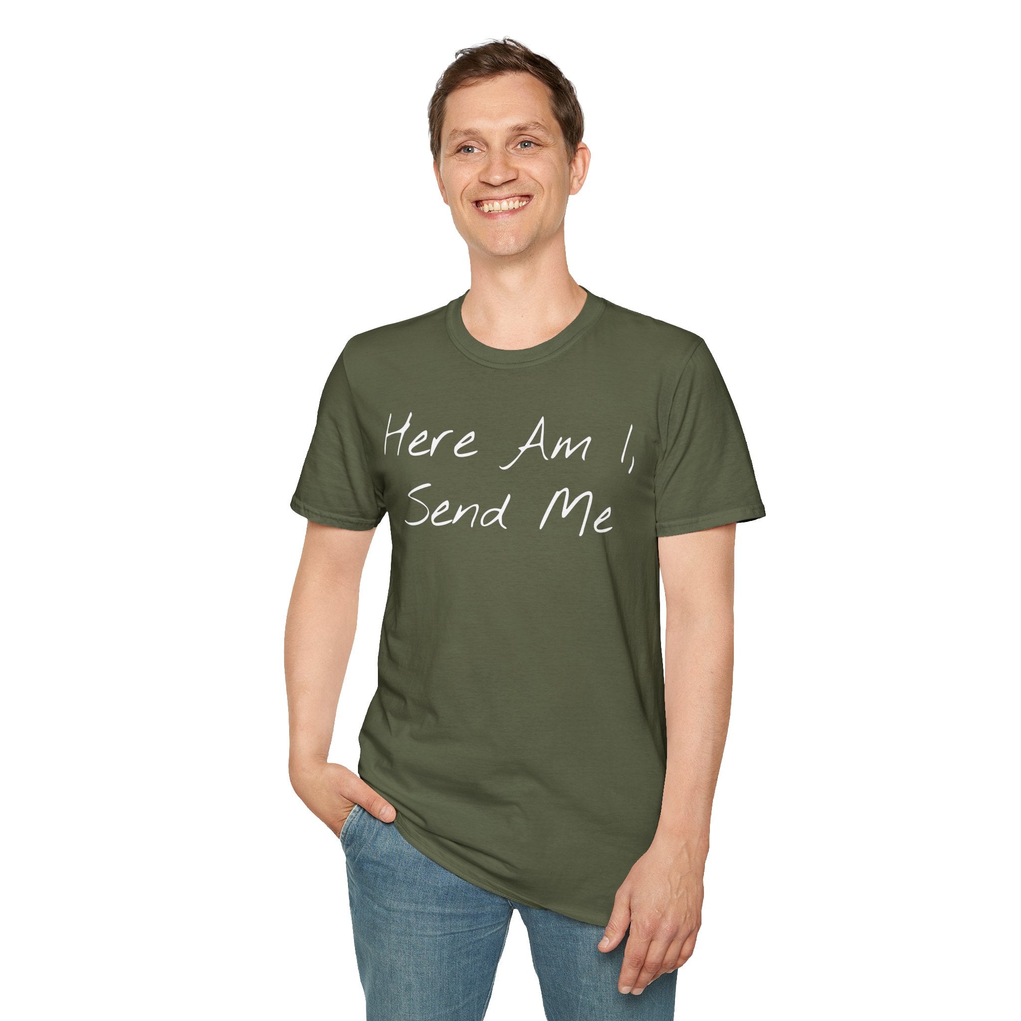 "Here Am I" T-Shirt - White Letter