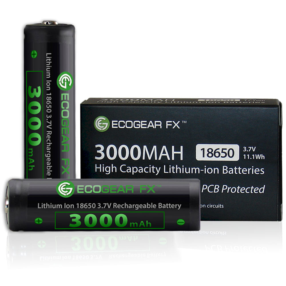 18650 Button Top Batteries with Charger & Storage Case
