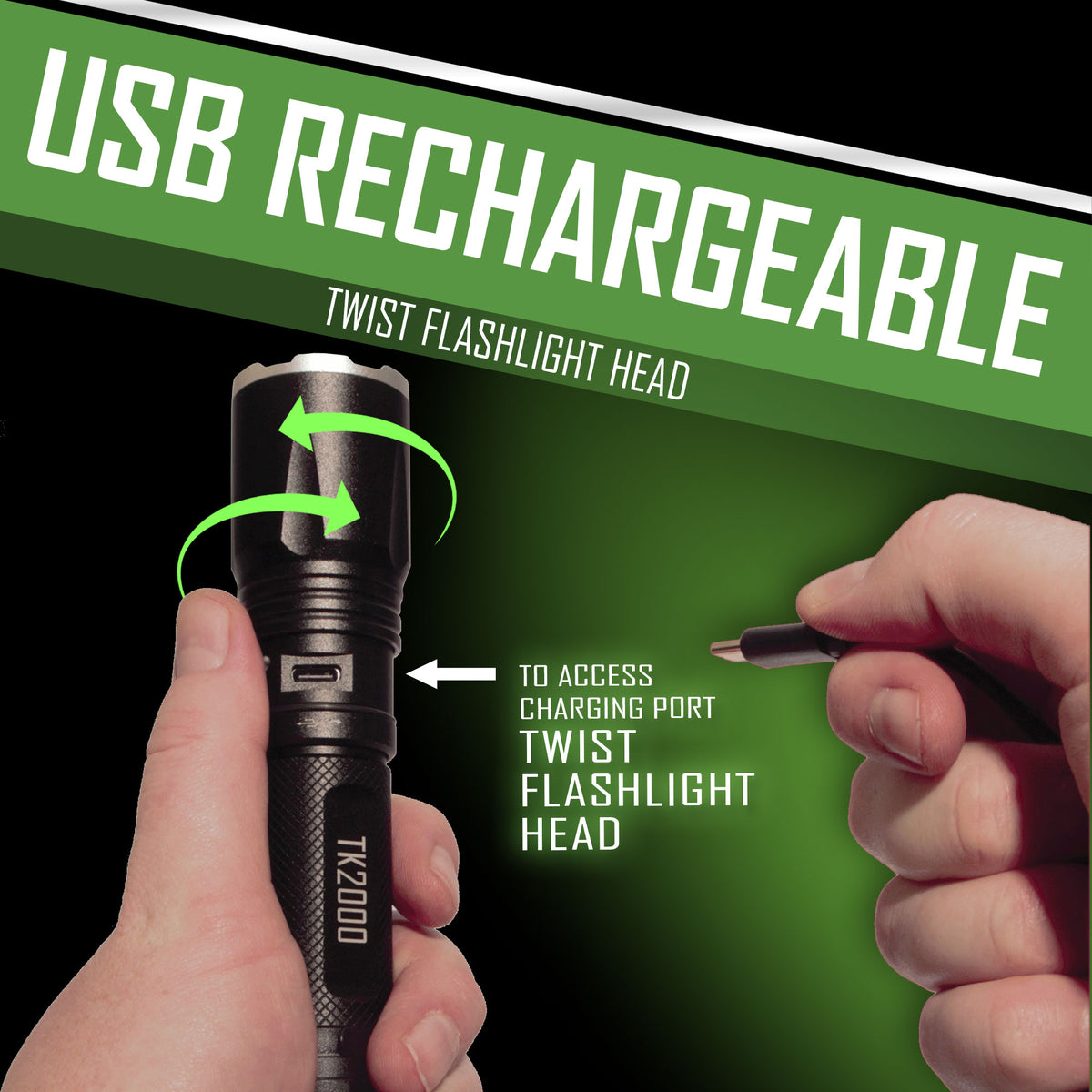 TK2000 - USB Rechargeable LED Tactical Flashlight