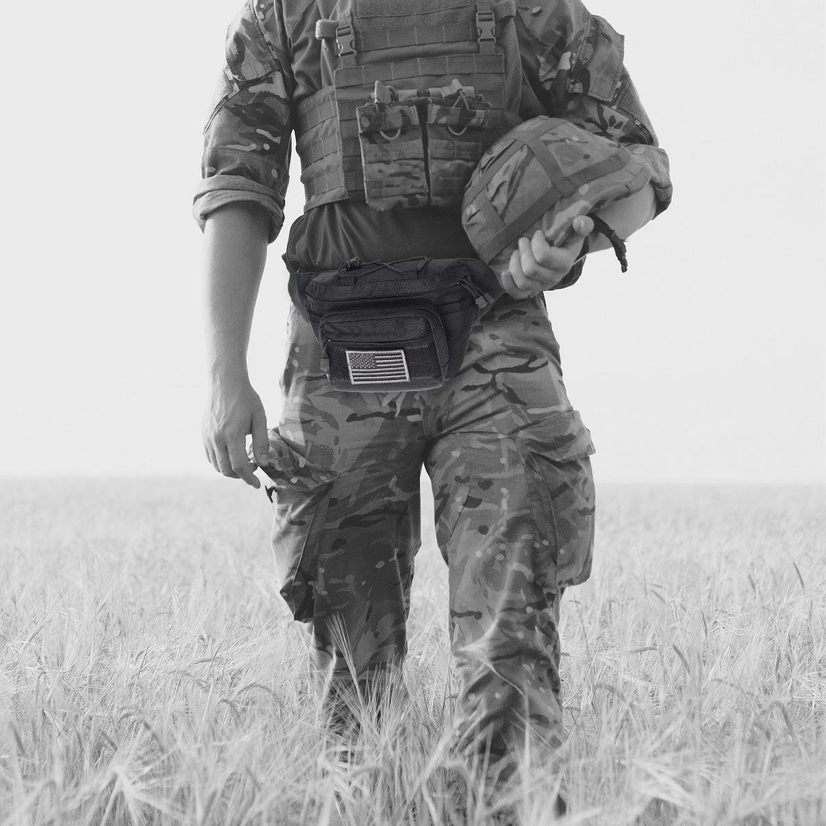 EDC Hunting Tactical Fanny Pack with USA Flag Patch