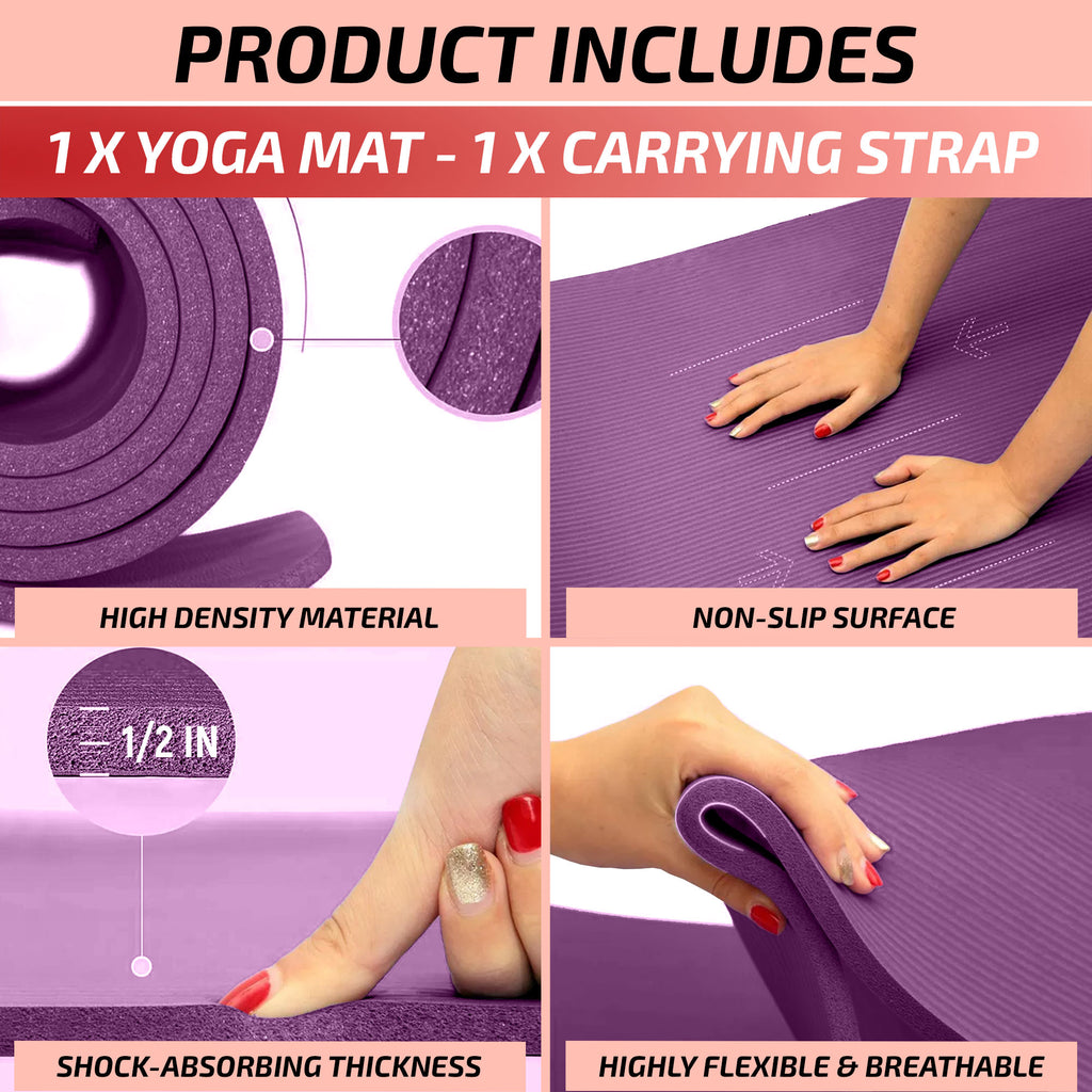Thick Travel Yoga Mat with Carrying Strap