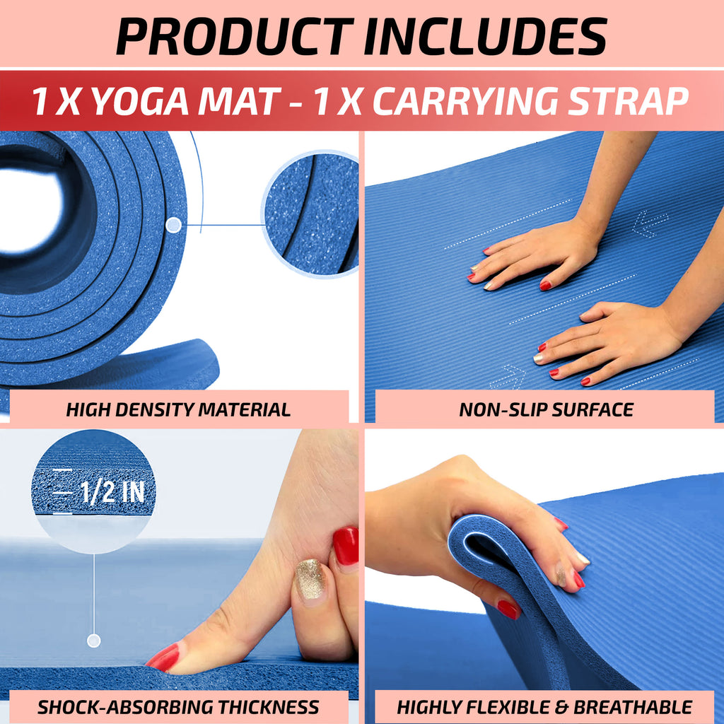 Thick Travel Yoga Mat with Carrying Strap