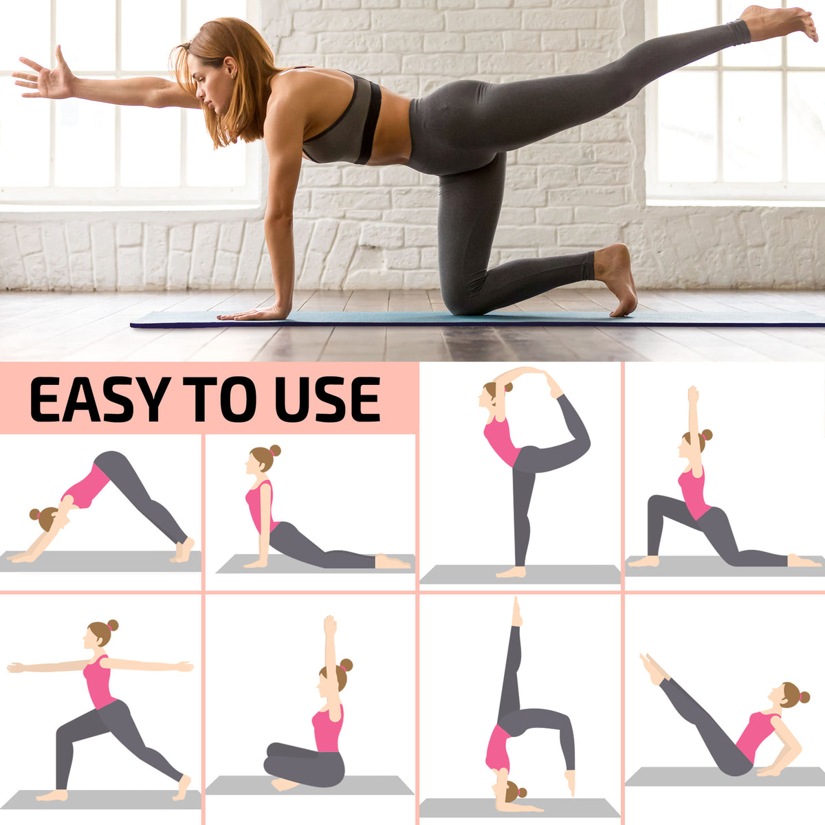 Thick Travel Yoga Mat with Carrying Strap