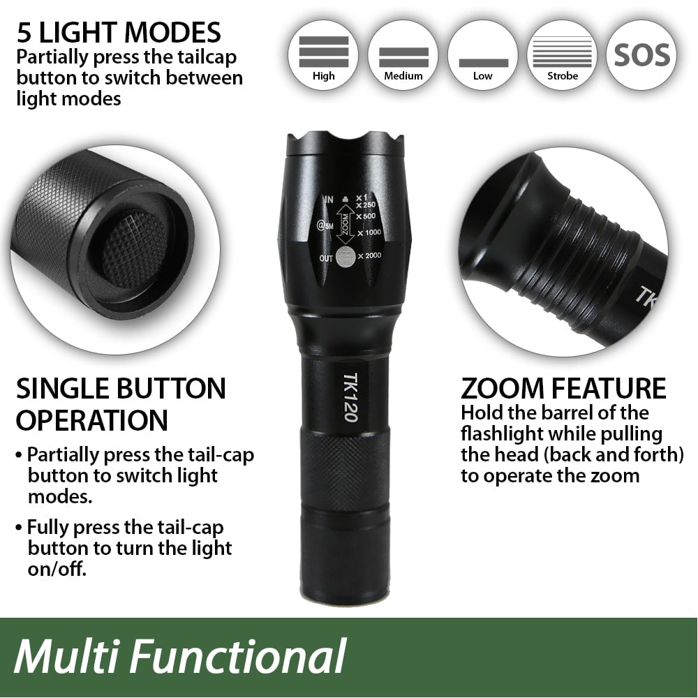 TK120 LED Tactical Flashlights with Strobe